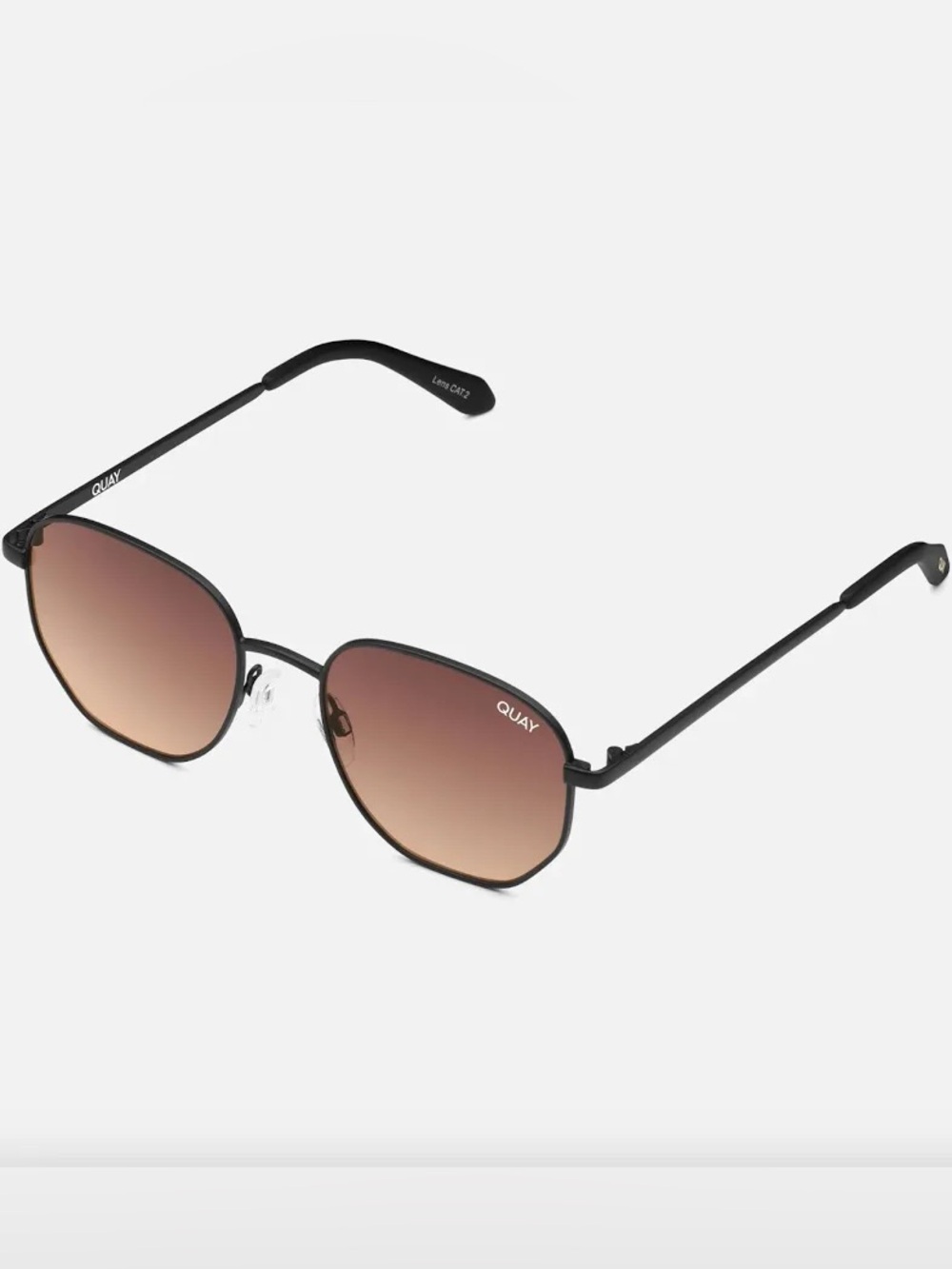 Quay Australia Big Time Sunglasses Round Black/Brown/Orange